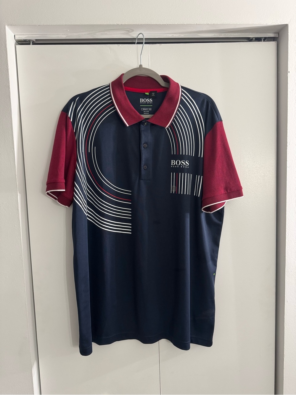 Hugo Boss Navy and Burgundy Graphic Polo
